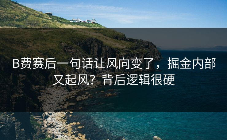 B费赛后一句话让风向变了，掘金内部又起风？背后逻辑很硬