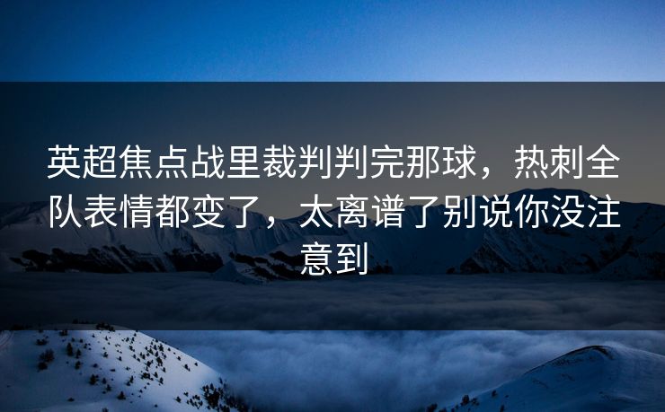 英超焦点战里裁判判完那球，热刺全队表情都变了，太离谱了别说你没注意到