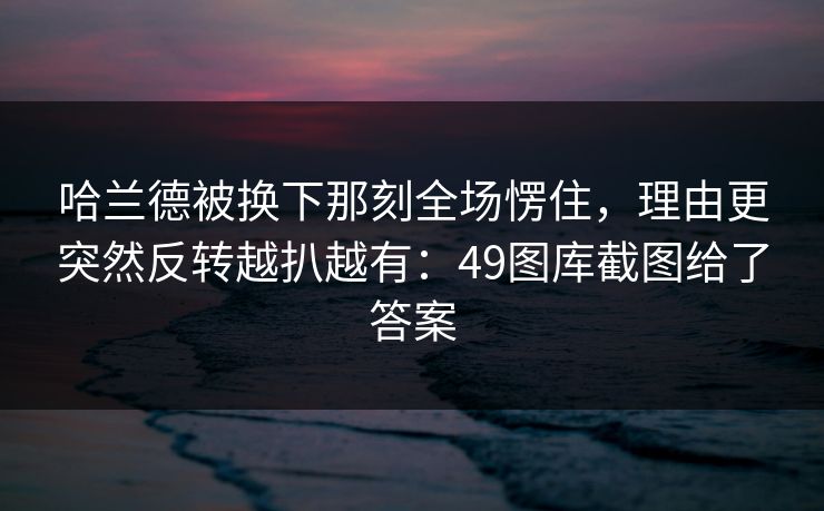 哈兰德被换下那刻全场愣住，理由更突然反转越扒越有：49图库截图给了答案