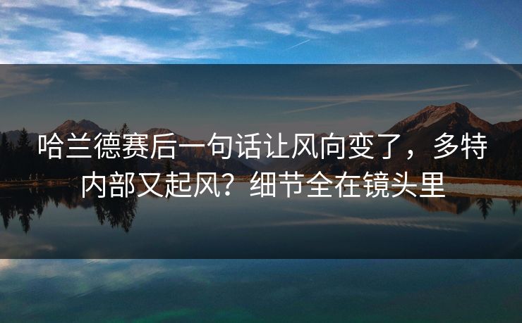 哈兰德赛后一句话让风向变了，多特内部又起风？细节全在镜头里